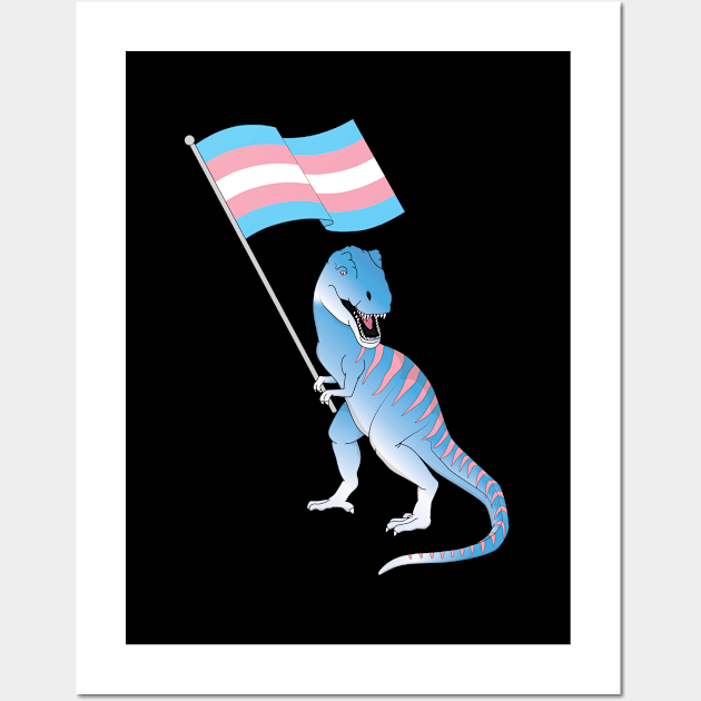 Transgender Dinosaur Trans Pride LGBT Pride Flag Pronouns Wall Art by Shirtsurf